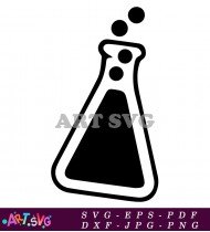 Black and White Beaker Science Clipart SVG