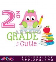 Owl Clipart with Book for 2nd Grade SVG