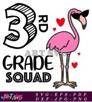 Third Grade Squad Pink Flamingo Design SVG