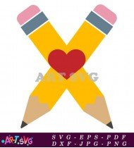 Pencil With Heart Teacher School Sign SVG