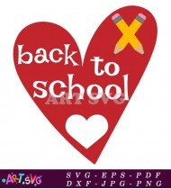 Back To School Heart Pencil Clipart SVG