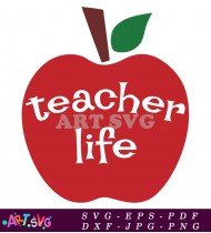 Teacher Life Red Apple Clipart Illustration SVG