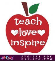 Teach Love Inspire Red Apple Clipart SVG