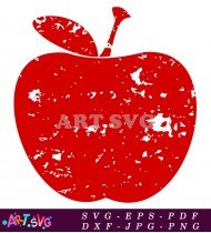 Red Apple Clipart Vintage Distressed Style SVG