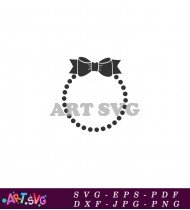 Bow and Dots Circle Frame Black and White SVG