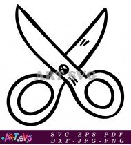 Black And White Hand Drawn Image Of Scissors SVG