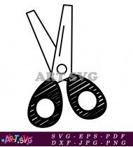 Open Scissors in a Hand Drawn Illustration SVG