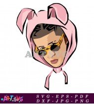 Pink Bunny Hood Bad Bunny Vector Design SVG