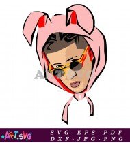 Pink Bunny Hood Bad Bunny Character Vector SVG