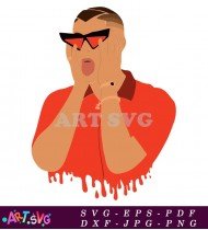 Bad Bunny Red Shirt Illustration Design SVG