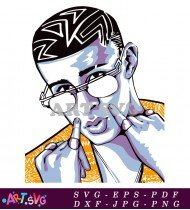 Bad Bunny With Finger On Lips SVG