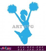 Cheerleader Silhouette with Pom-poms in the Air SVG