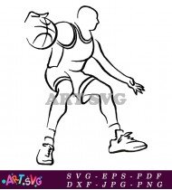 Player Shooting Basketball With Two Hands Design SVG