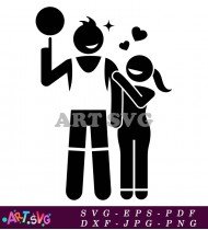 Silhouette Couple Holding Basketball Love Heart Design SVG