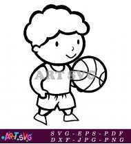 Cartoon Boy Holding Basketball Character Design SVG