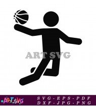 Simple Black Basketball Player Clip Art SVG