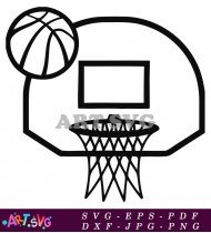 Simple Black Basketball Hoop And Net SVG