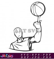 Male Basketball Player Dribbling and Holding Ball SVG