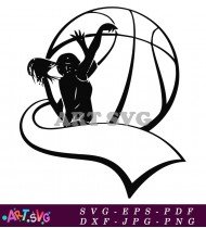 Basketball Player Silhouette Jumping for Dunk Vector SVG