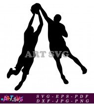 Silhouette of a basketball player passing the ball. SVG