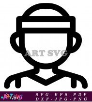 Basketball player silhouette with a sports headband. SVG