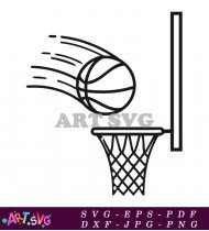 Silhouette of a basketball being thrown into hoop. SVG