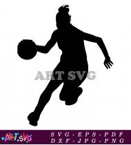 Basketball player silhouette about to shoot. SVG