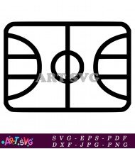 Basketball Court with Lines Black and White SVG