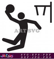 Silhouette Player Dunking Basketball Hoop Net SVG