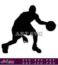 Player Silhouette Dribble Basketball Vector SVG 1