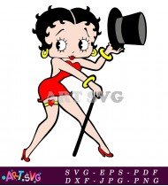 Betty Boop Cartoon Character Illustration With Hat SVG