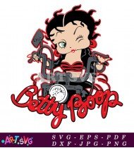 Betty Boop Motorcycle Vintage Cartoon Clip Art SVG