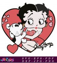 Betty Boop Cartoon Illustration Heart Red Dress SVG 2