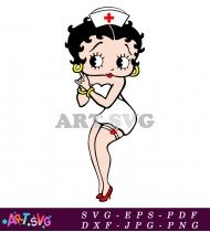 Betty Boop Cartoon Illustration Nurse Red Dress SVG