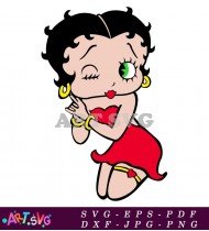 Betty Boop Cartoon Winking Illustration Clipart SVG