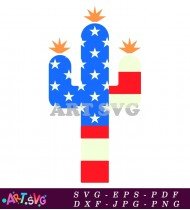 American Flag Cactus Silhouette Design Patriotic SVG 1