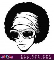 Black Woman With Sunglasses Afro Hair Design SVG