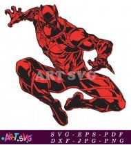 Black Panther Superhero Red Suit Vector Art SVG