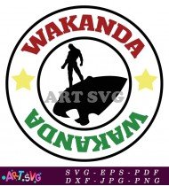 Black Panther Standing On Wakanda Symbol SVG