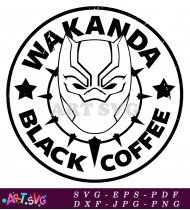 Black Panther Logo With Coffee Cup Design SVG