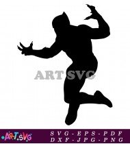 Silhouette of Black Panther in a Jump SVG