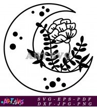 Black and White Moon Phase Minimalist SVG 1