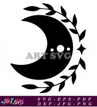 Minimal Moon Phase Floral Outline SVG 1