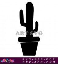 Cute Cactus Plant Silhouette Illustration Design SVG