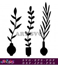 Simple Plant Silhouette with Branch Illustration SVG