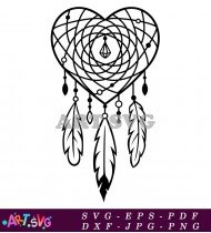 Dream Catcher Feathers Heart Boho Design Svg SVG