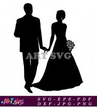 Silhouette of Couple at the Wedding SVG