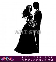 Bride and Groom Silhouette Wedding Cake SVG