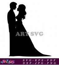 Silhouette Bride and Groom Wedding SVG