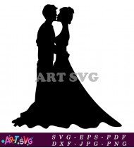 Wedding Couple Silhouette Black Design SVG